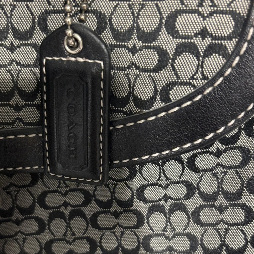 Coach Black and Gray Signature Buckle Top-Handle Satchel - Picture 3 of 3